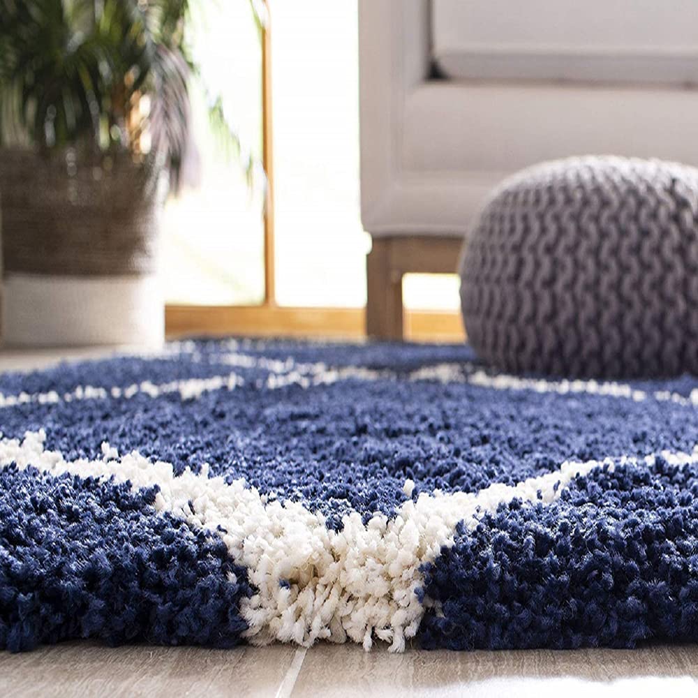Web – Dark Blue Shag Rug