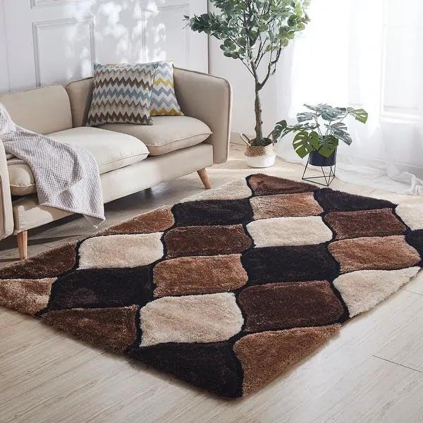 Pebbles – Cream & Brown Shag Rug