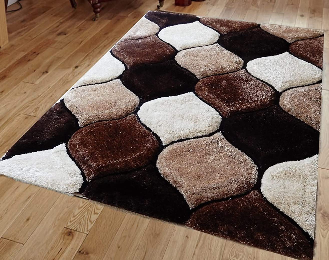 Pebbles – Cream & Brown Shag Rug