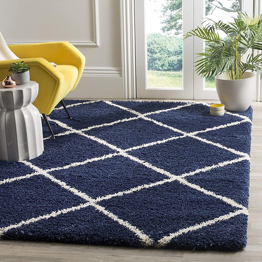 Web – Dark Blue Shag Rug