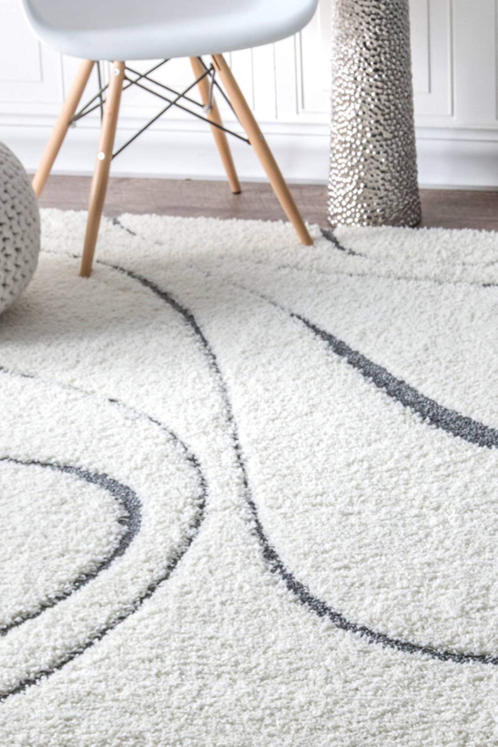 Snail – Cream & Charcoal Shag Rug
