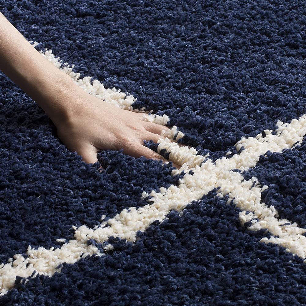 Web – Dark Blue Shag Rug