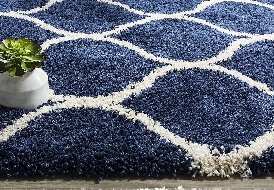 Web – Dark Blue Shag Rug