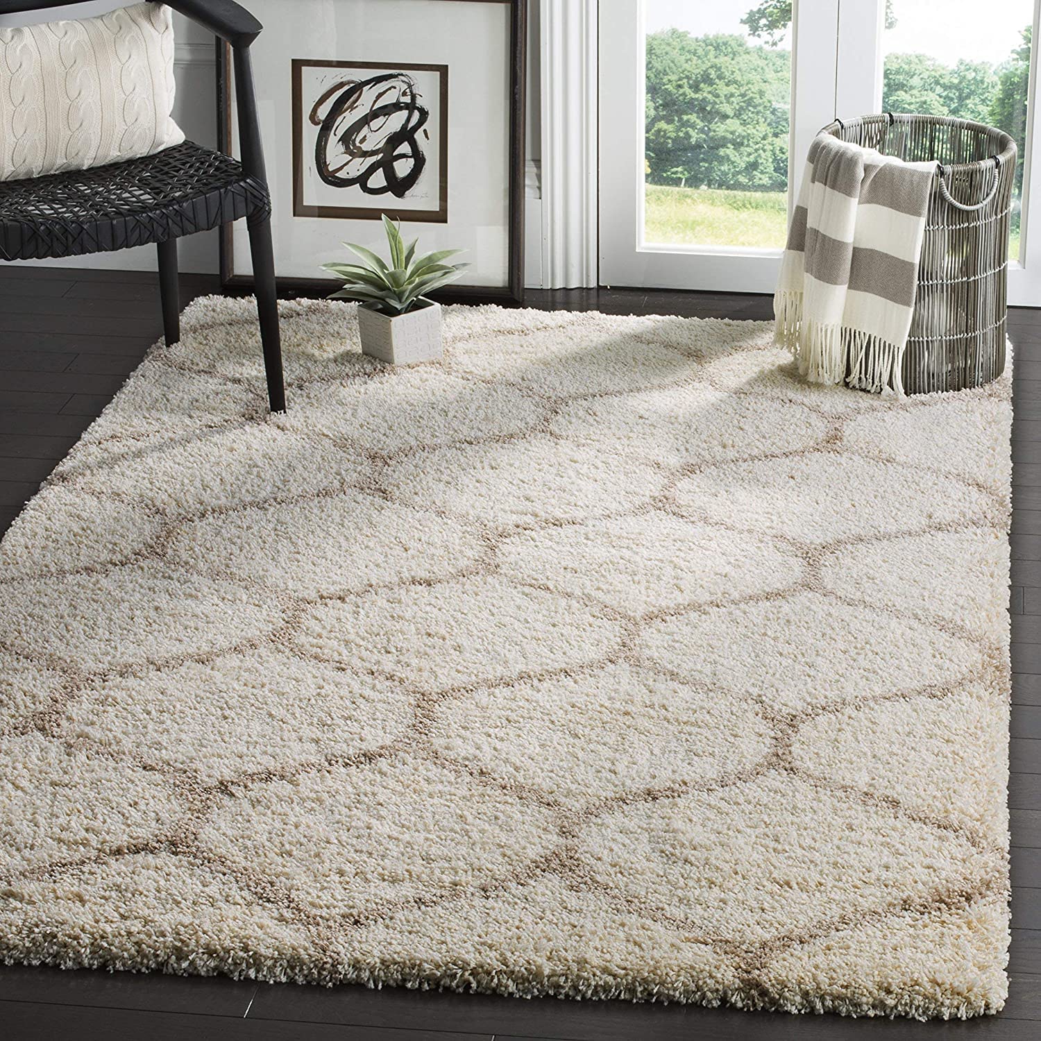 Howda – Cream & Brown Shag Rug