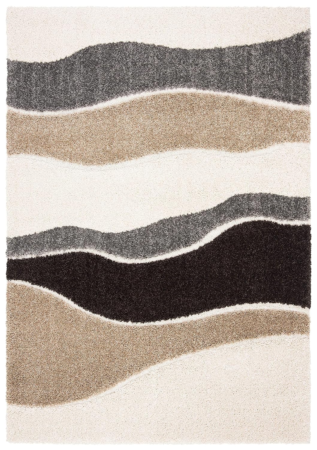 Waves – Grey & Brown Shag Rug