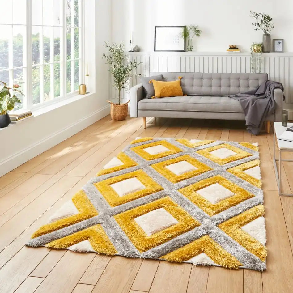 Angles – Cream & Yellow Shag Rug