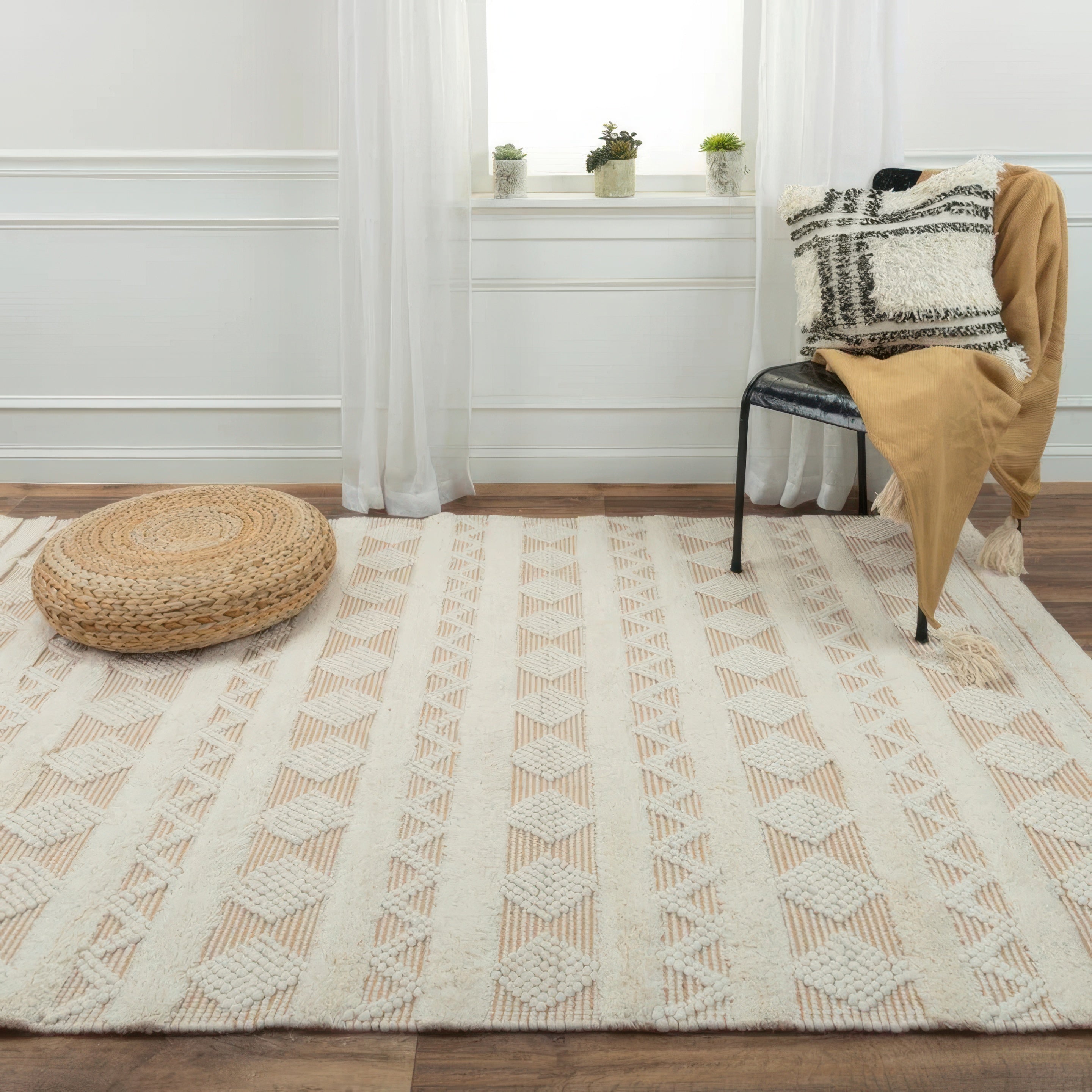 Web – Cream & Brown Wool Carpet