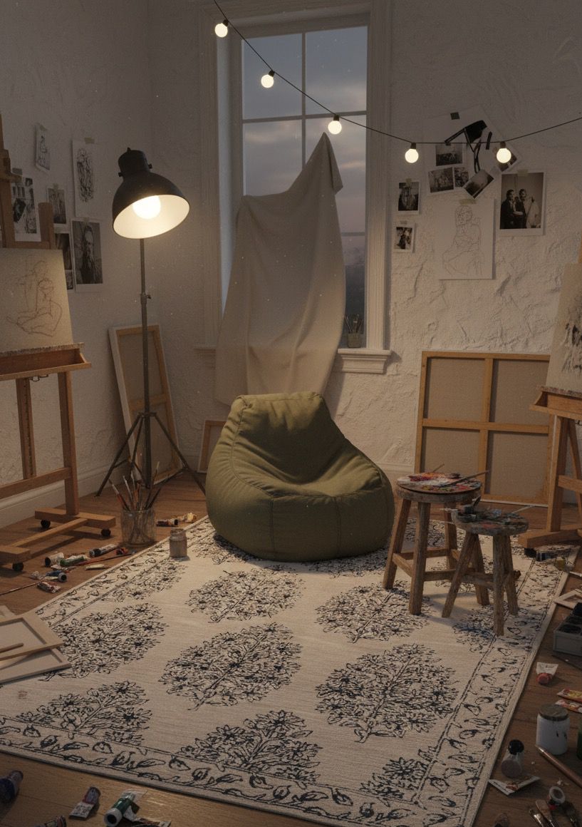 Ghaba – Cream & Blue Hand-Tufted Carpet