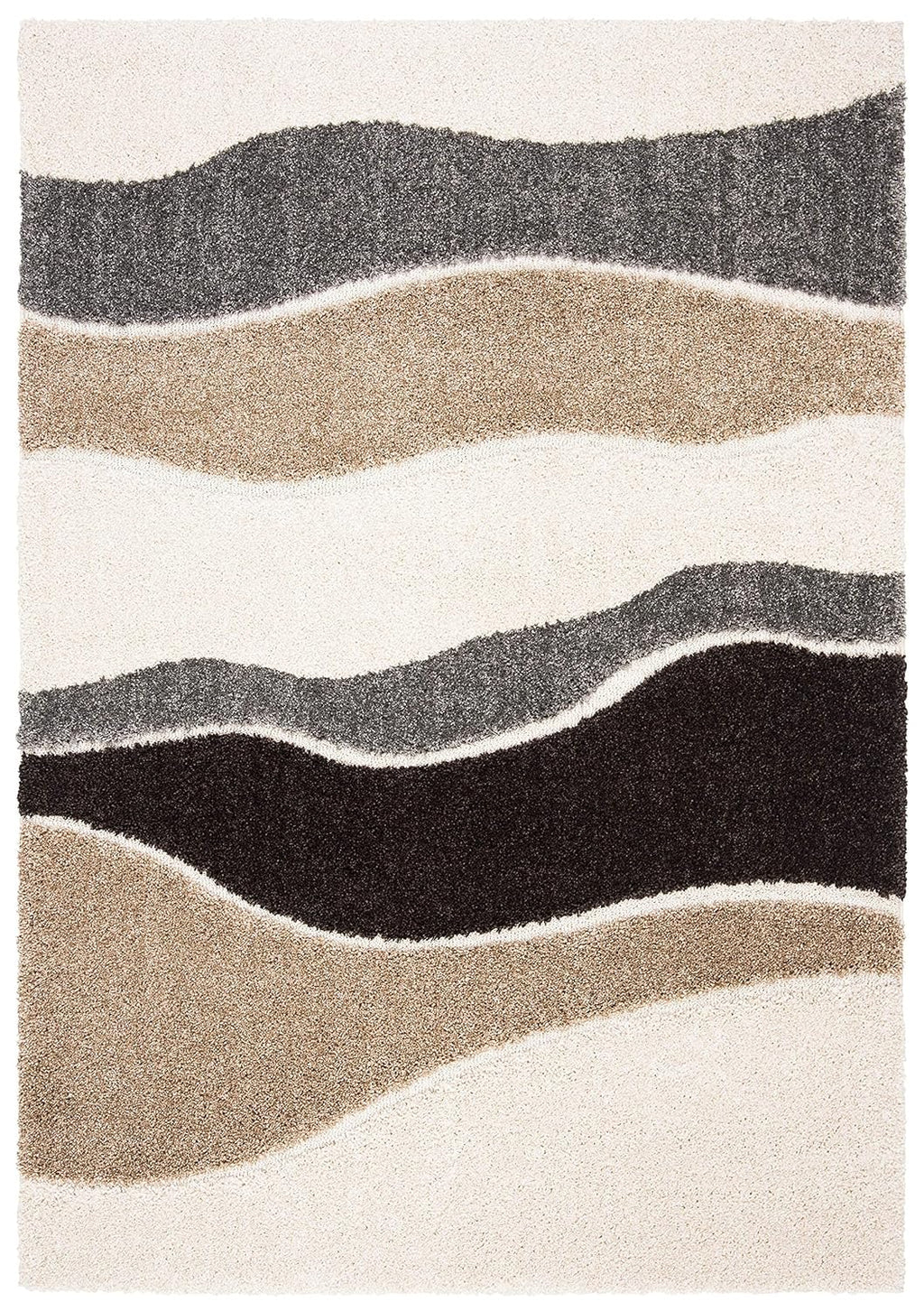 Waves – Grey & Brown Shag Rug