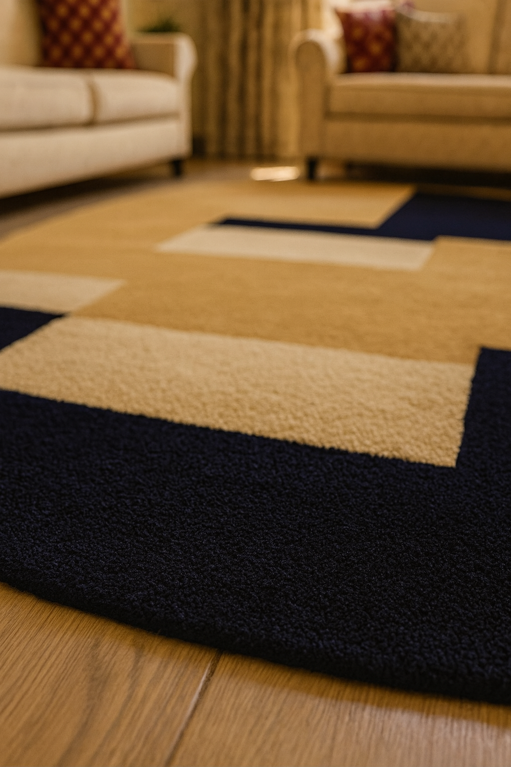 March – Black & Dark Green Handloom Wool Carpet