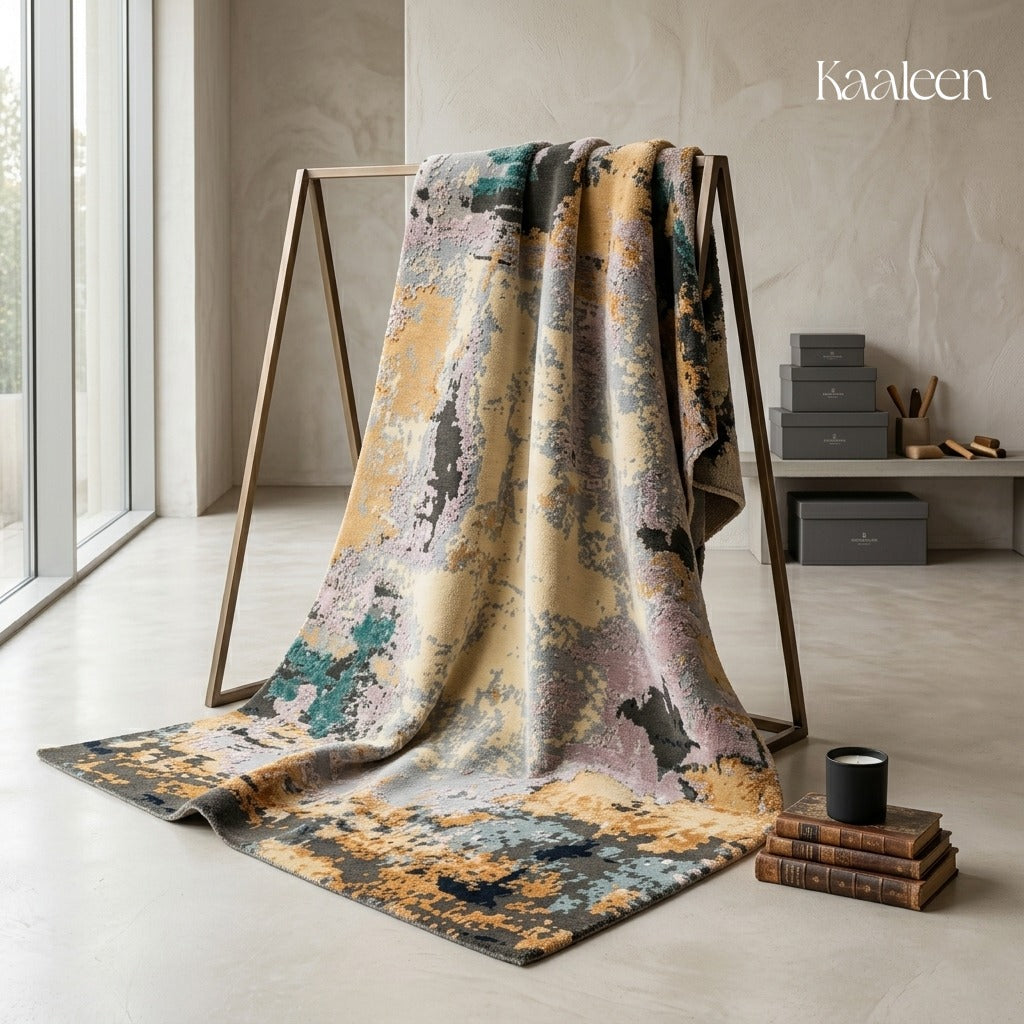 Dutch – Multi-colored Hand-Knotted Wool & Silk Carpet
