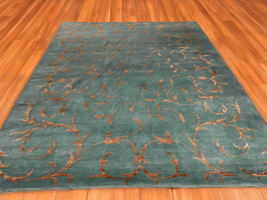 Brilliance – Green & Rose Gold Hand-Knotted Wool & Silk Carpet