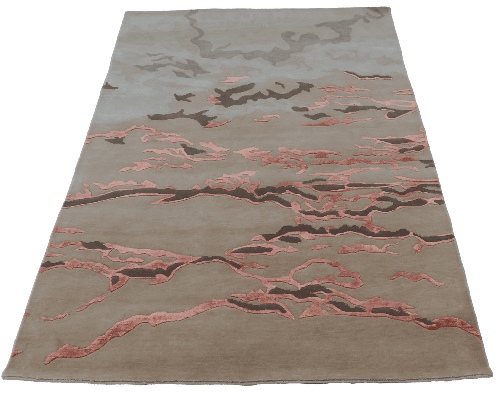 Bell – Beige & Rust Hand-Knotted Wool & Silk Carpet