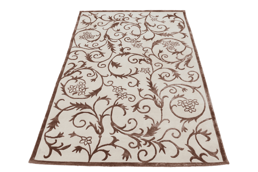 Brilliance – Beige & Dark Brown Hand-Knotted Wool & Silk Carpet