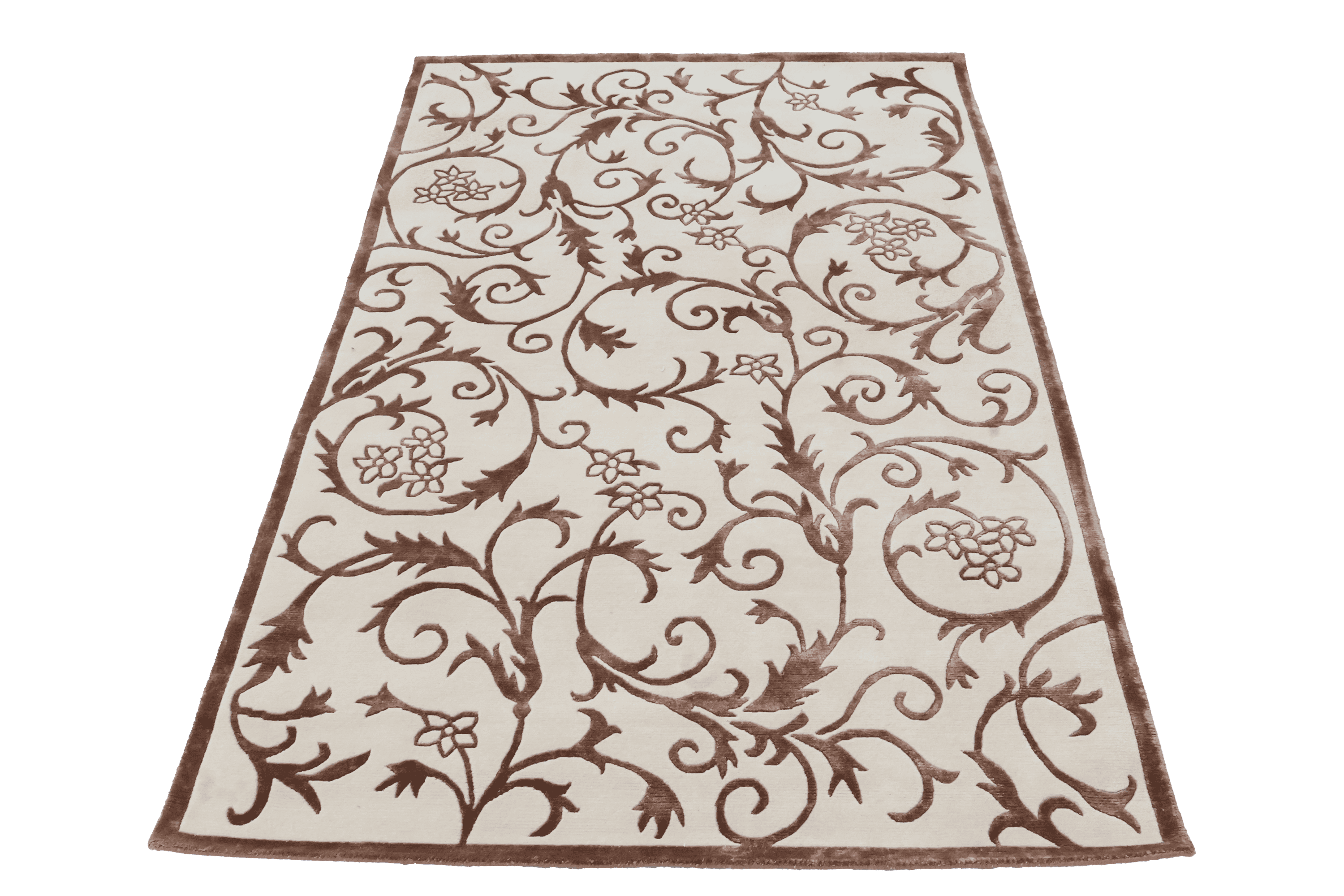 Brilliance – Beige & Dark Brown Hand-Knotted Wool & Silk Carpet