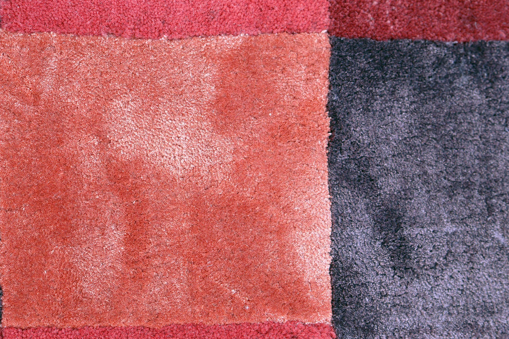 Blocks Red – Red & Maroon Hand-Tufted Wool & Silk Carpet
