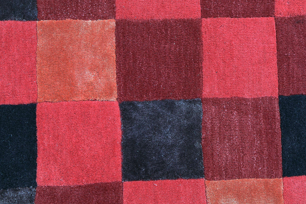 Blocks Red – Red & Maroon Hand-Tufted Wool & Silk Carpet