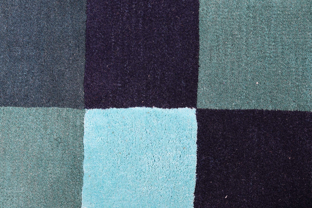 Blocks Blue – Blue & Teal Hand-Tufted Wool & Silk Carpet