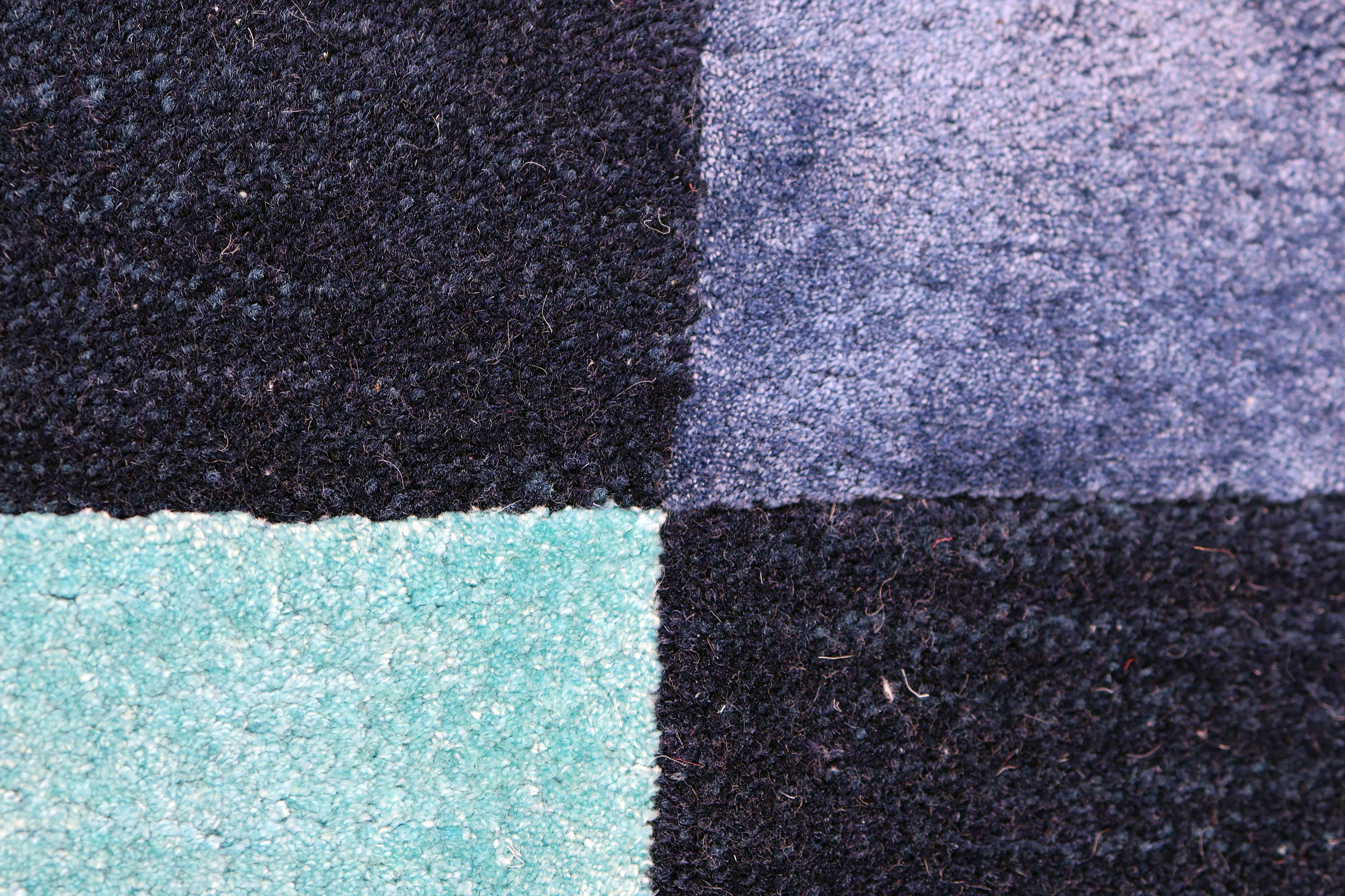 Blocks Blue – Blue & Teal Hand-Tufted Wool & Silk Carpet