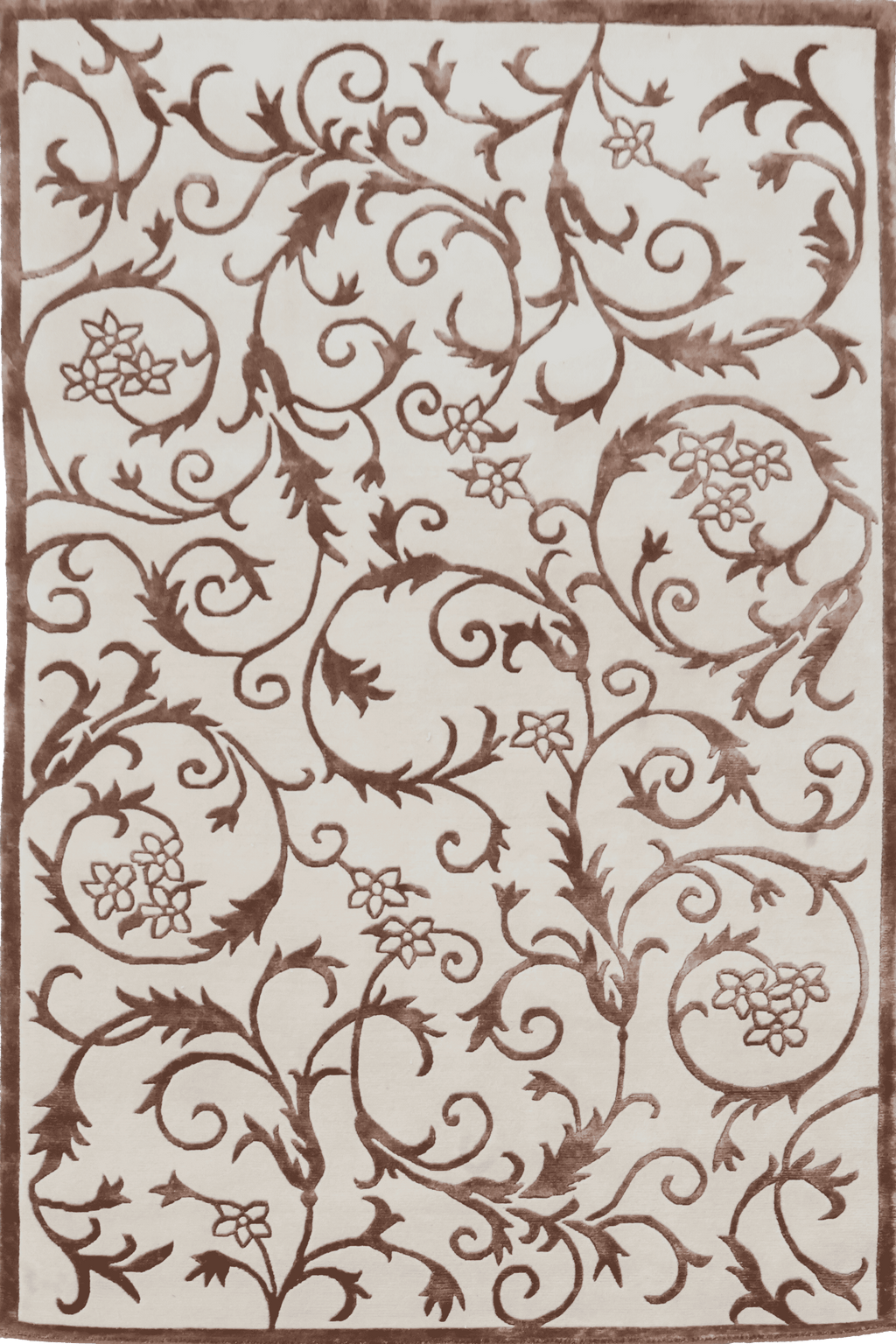 Brilliance – Beige & Dark Brown Hand-Knotted Wool & Silk Carpet