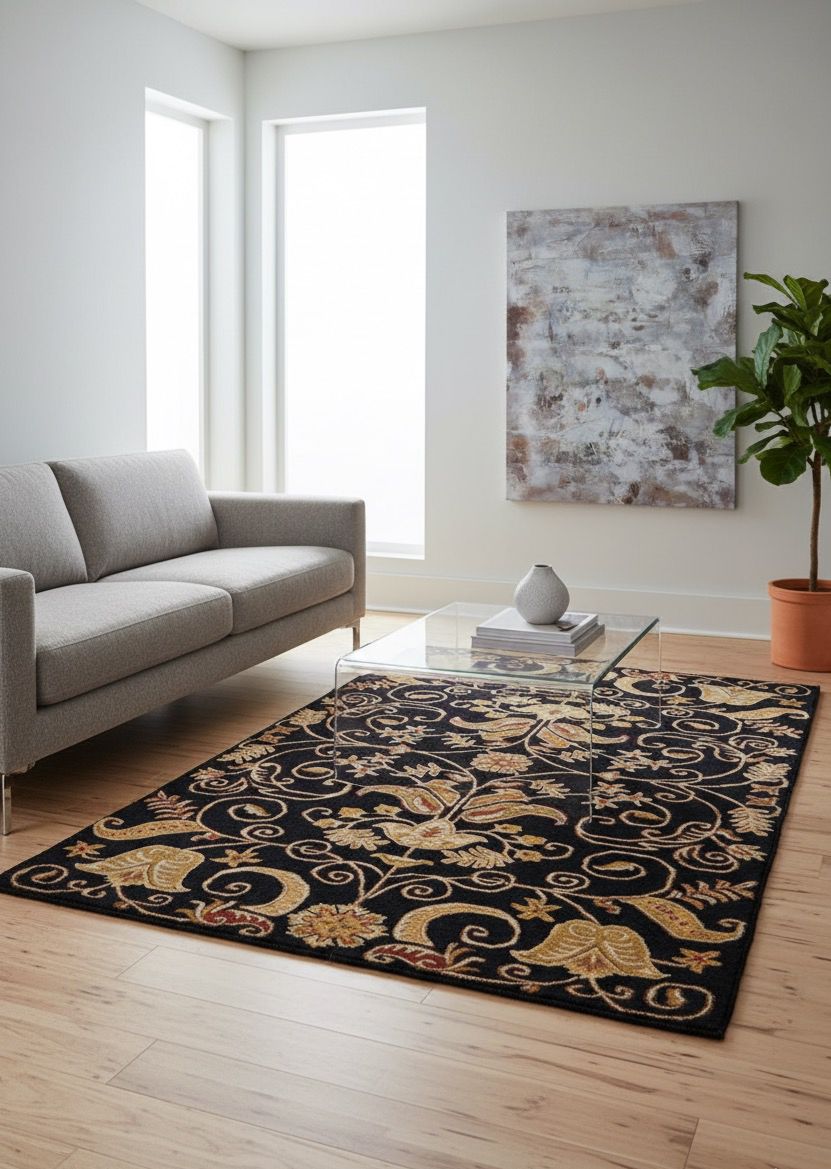 Harf – Black Hand-Tufted Carpet