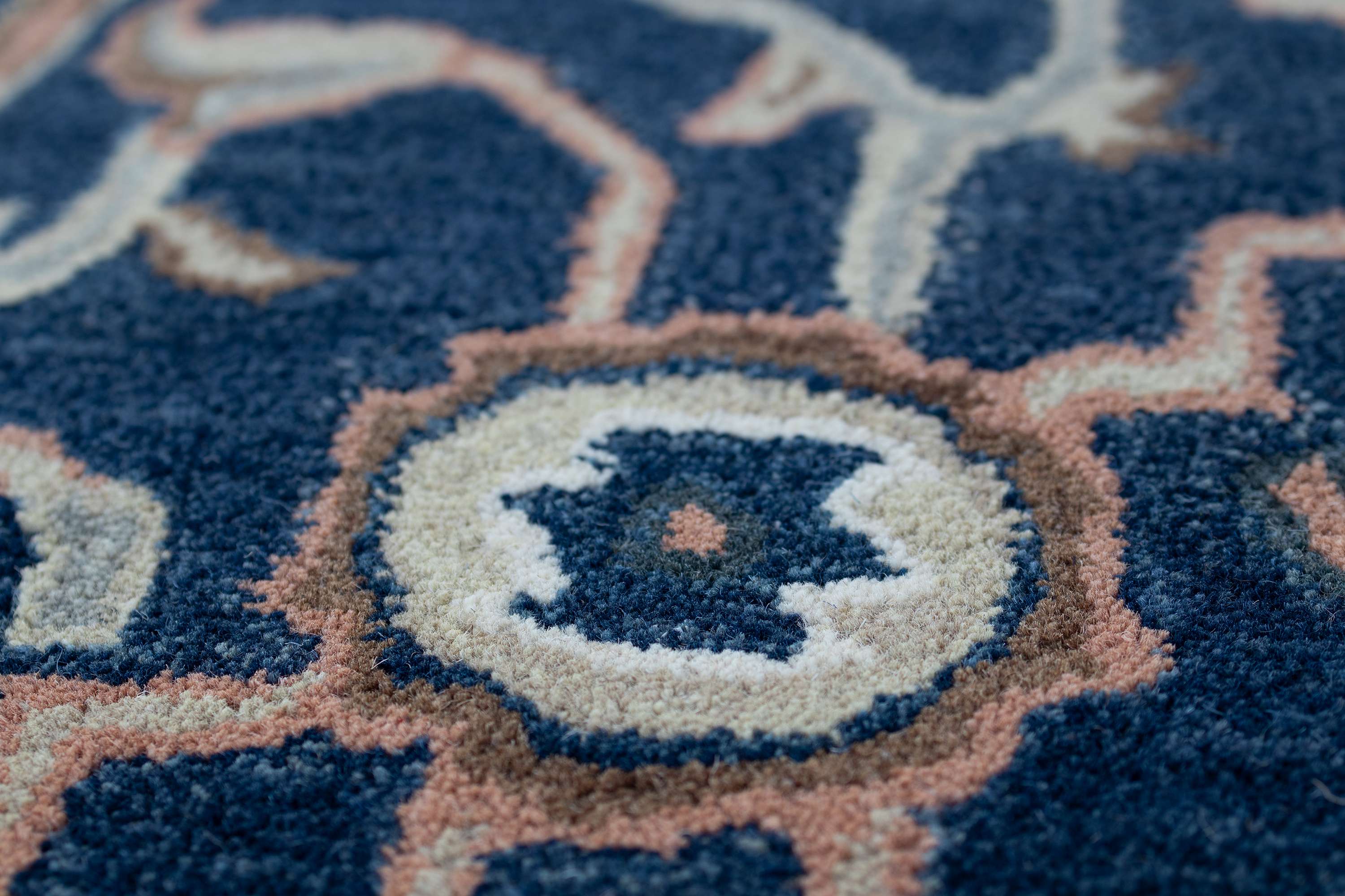 Marine – Blue Hand-Tufted Wool Runner Carpet